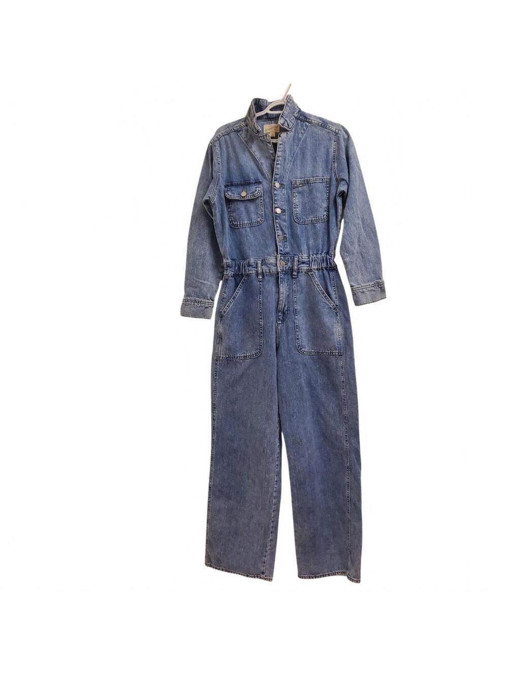 Universal Thread Denim Jumpsuit Boiler Suit Women's Size 4R Blue Button Front - Picture 6 of 8
